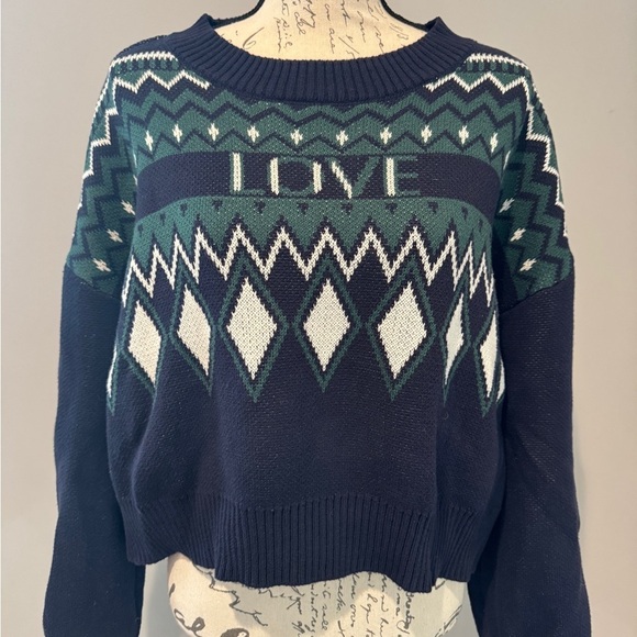 Chaser Love Sweater in Navy Peony Apres Ski Sz M - Picture 3 of 8